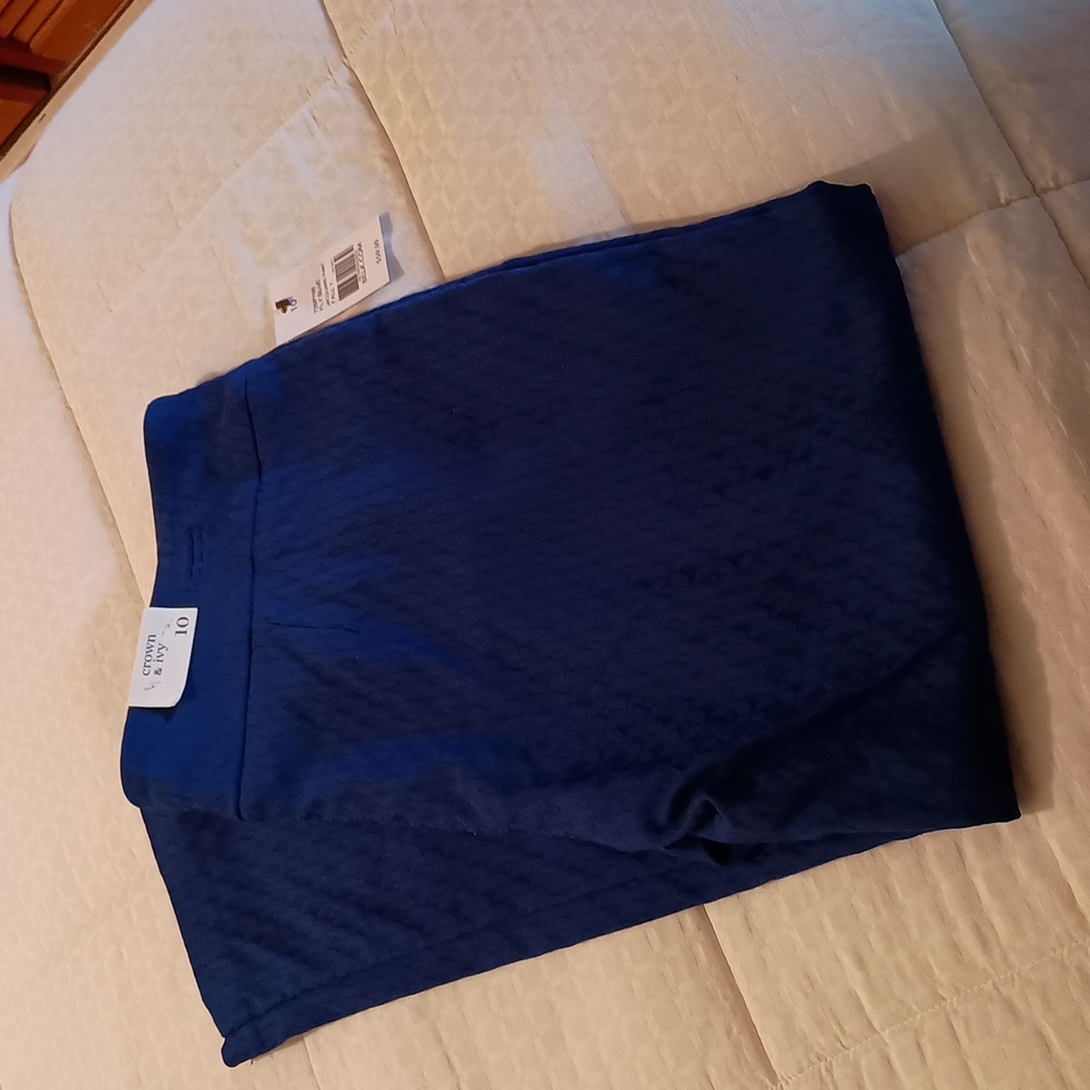 Jewel Tone Blue Jacquard Pull On Dress Pants Size 10
